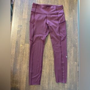 Lululemon Fast and Free Pants - Garnet